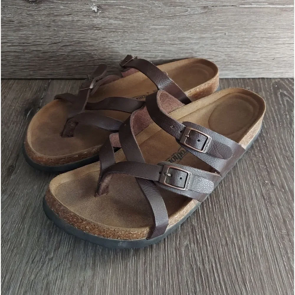 Aerothotic Women's Celestis Soft Footbed Strappy Slide Sandals - Brown, Size 9